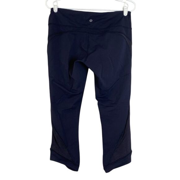 Lululemon Cropped Leggings Mesh details Blue Size 10 - Picture 2 of 8